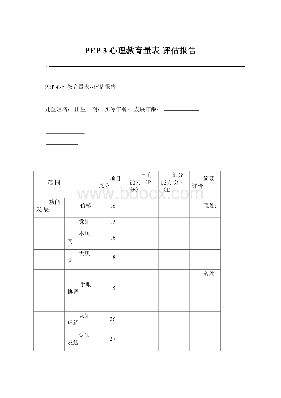 PEP 3心理教育量表 评估报告.docx_第1页