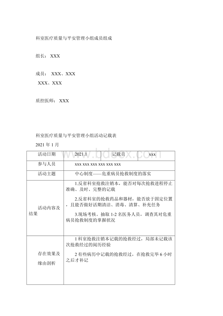 科室医疗质量与安全管理记录本.docx_第2页