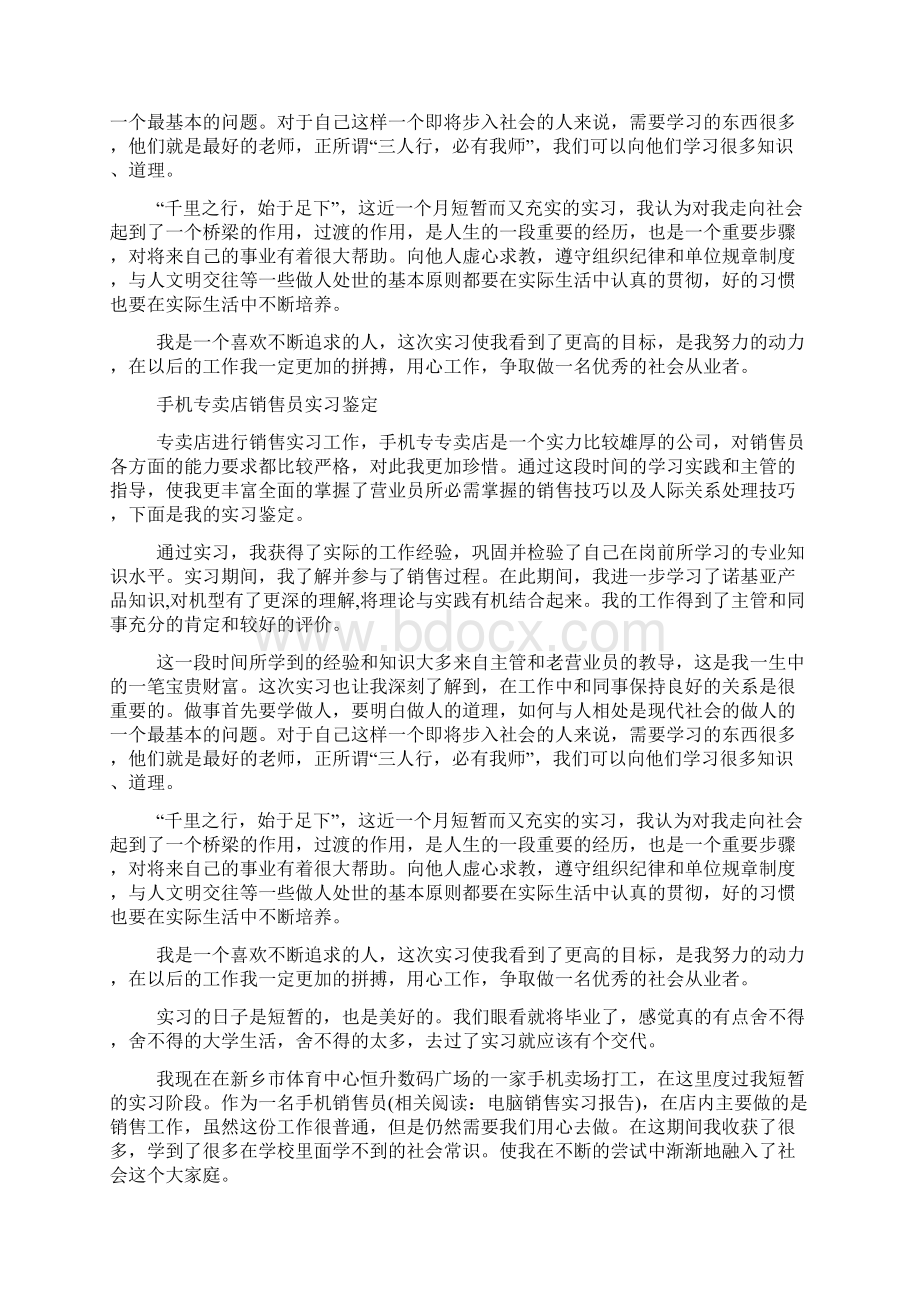 手机销售员实习鉴定文档格式.docx_第2页