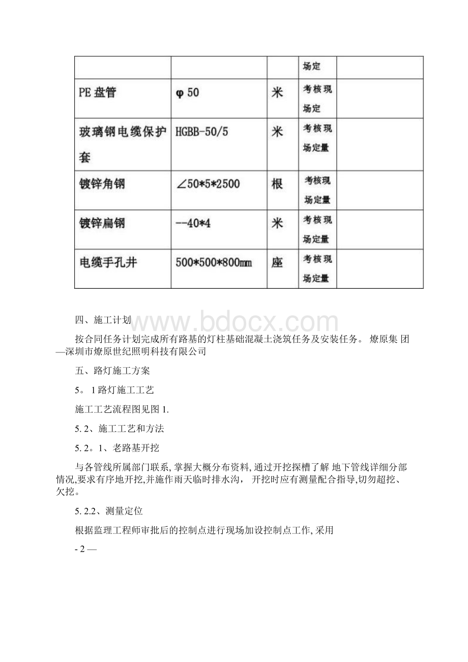 施工方案LED路灯工程施工方案燎原集团燎原世纪LED照明精.docx_第2页