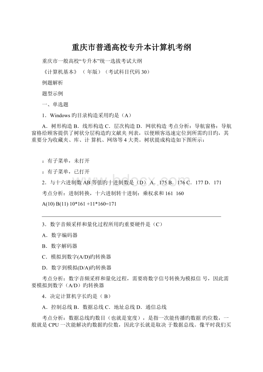 重庆市普通高校专升本计算机考纲.docx