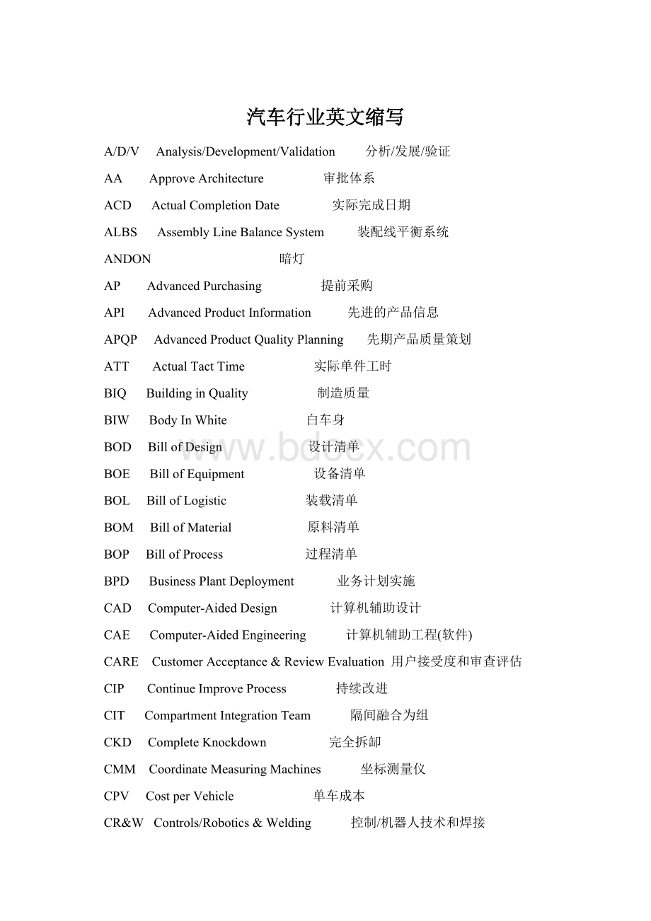 汽车行业英文缩写.docx