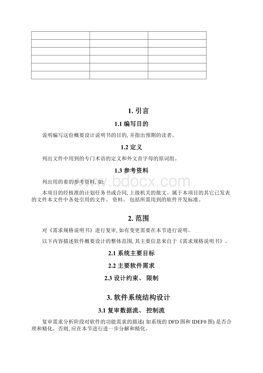 软件工程标准文档范本概要设计说明书模板Word文档下载推荐.docx_第2页