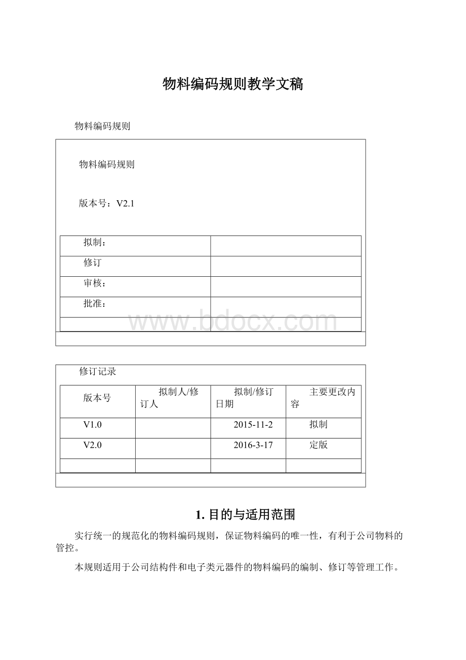 物料编码规则教学文稿.docx