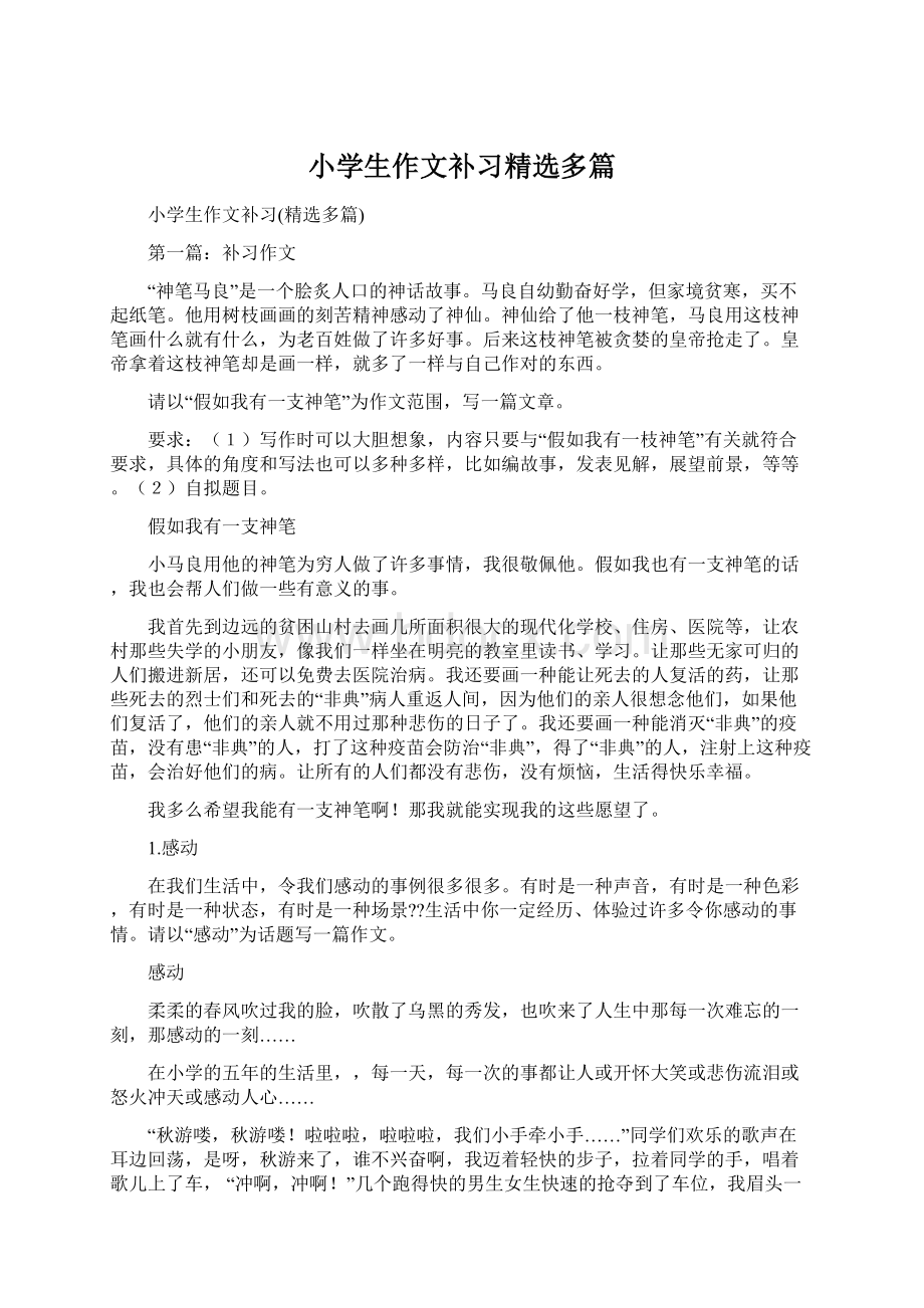 小学生作文补习精选多篇文档格式.docx_第1页