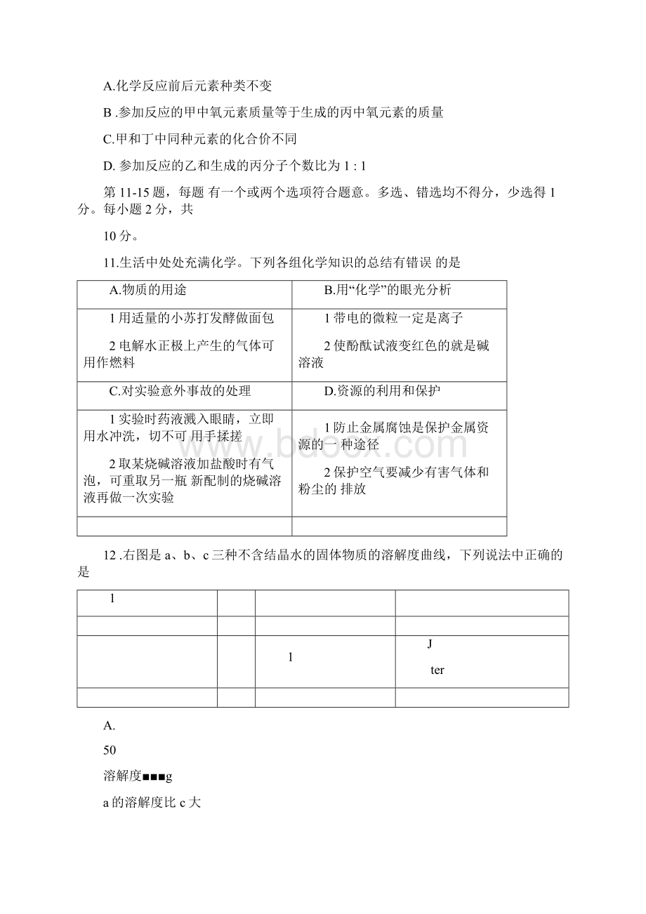 中考化学适应性考试试题60分卷含答案.docx_第3页