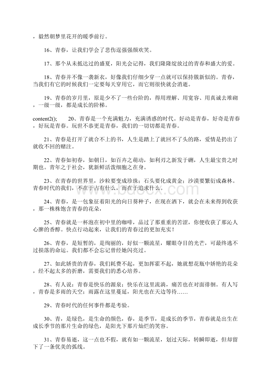 关于青春的句子简短文档格式.docx_第2页