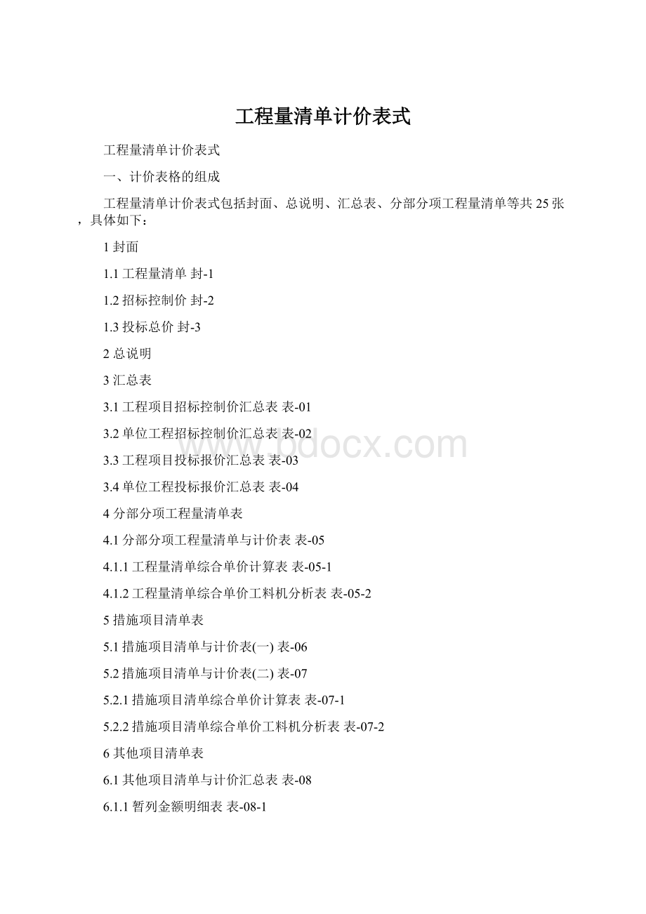 工程量清单计价表式.docx_第1页