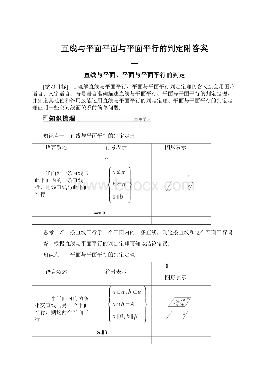 直线与平面平面与平面平行的判定附答案.docx