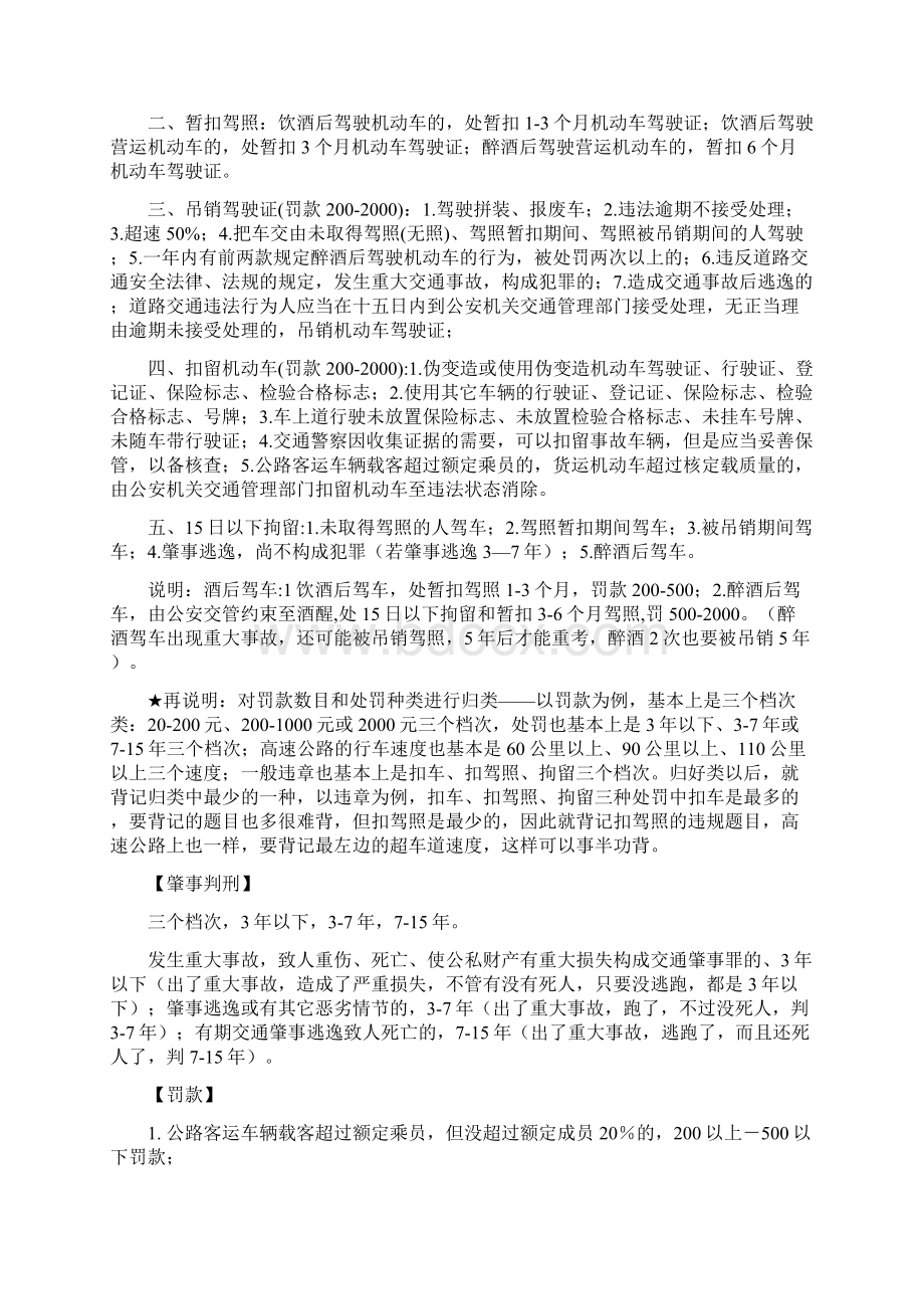 汽车驾驶员考试科目一考试总结教学内容.docx_第2页