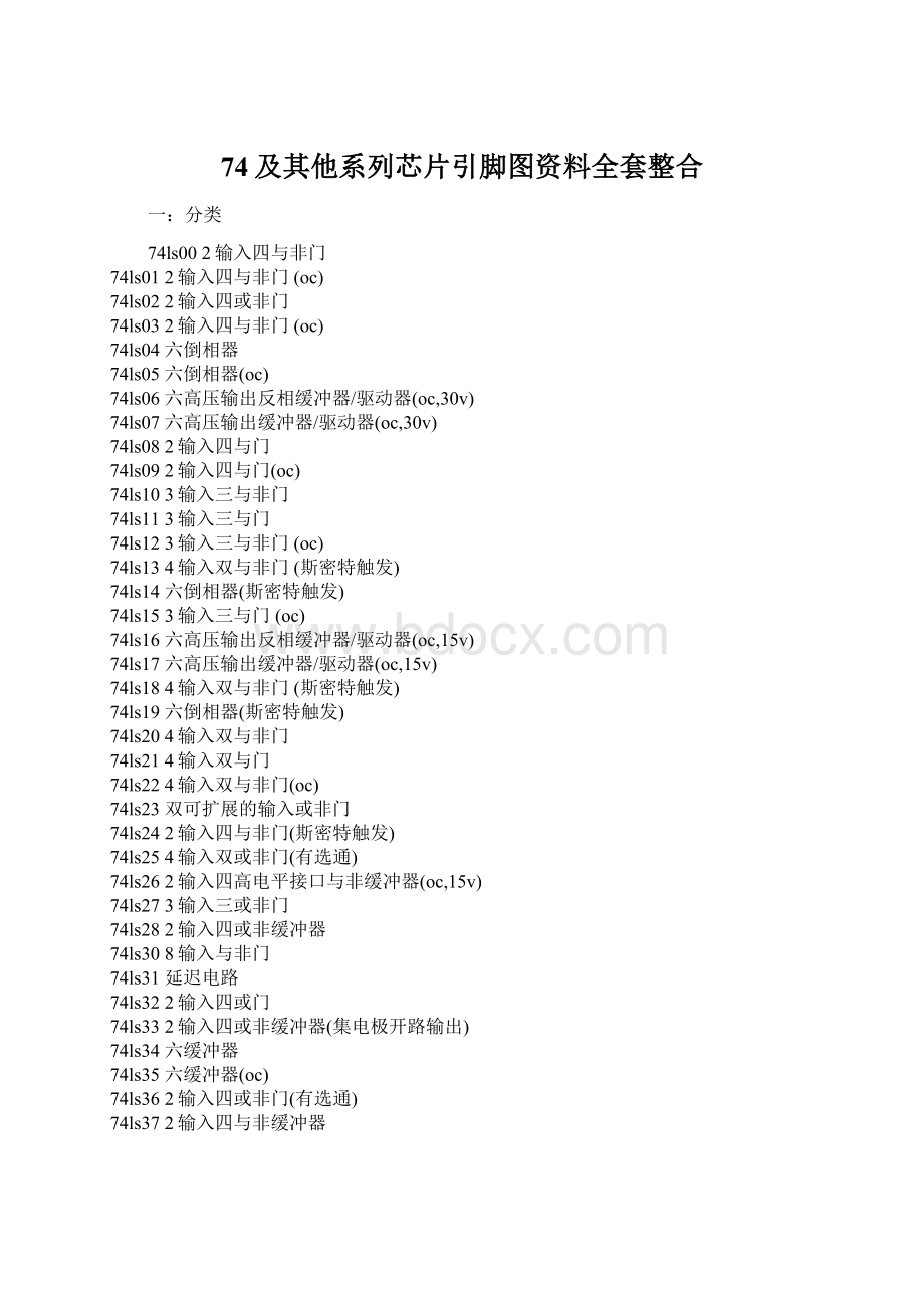 74及其他系列芯片引脚图资料全套整合Word文档格式.docx_第1页