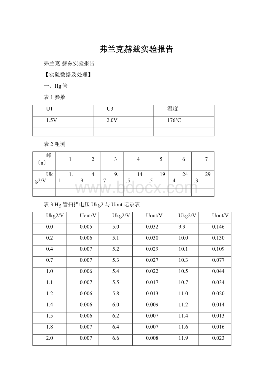 弗兰克赫兹实验报告文档格式.docx