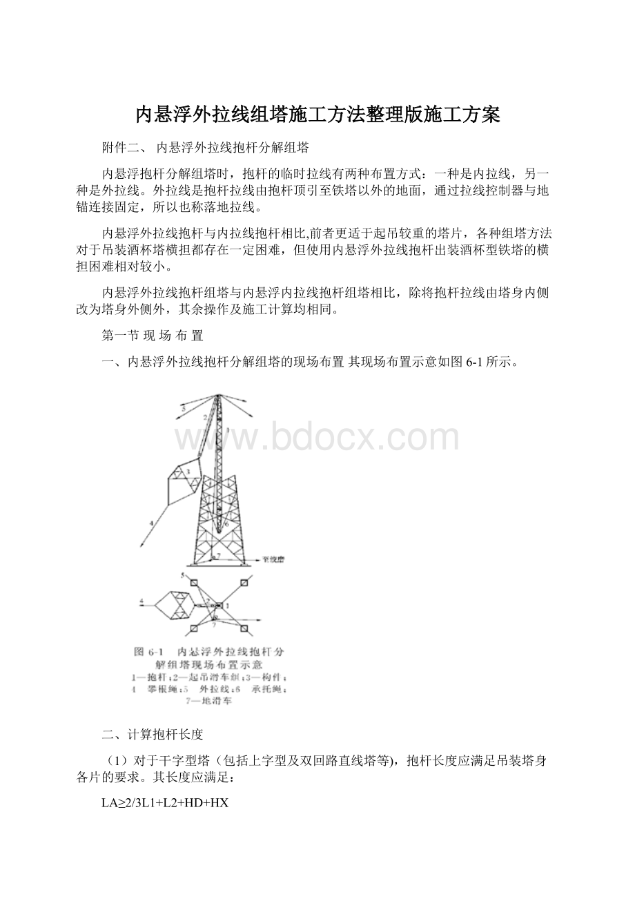 内悬浮外拉线组塔施工方法整理版施工方案.docx_第1页