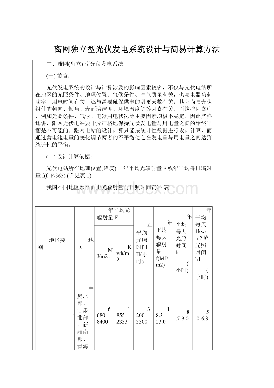 离网独立型光伏发电系统设计与简易计算方法.docx_第1页