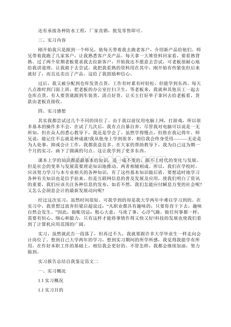 实习报告总结自我鉴定范文四篇Word格式文档下载.docx_第2页