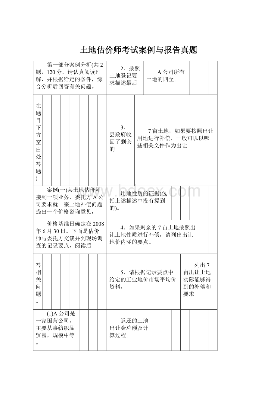 土地估价师考试案例与报告真题文档格式.docx