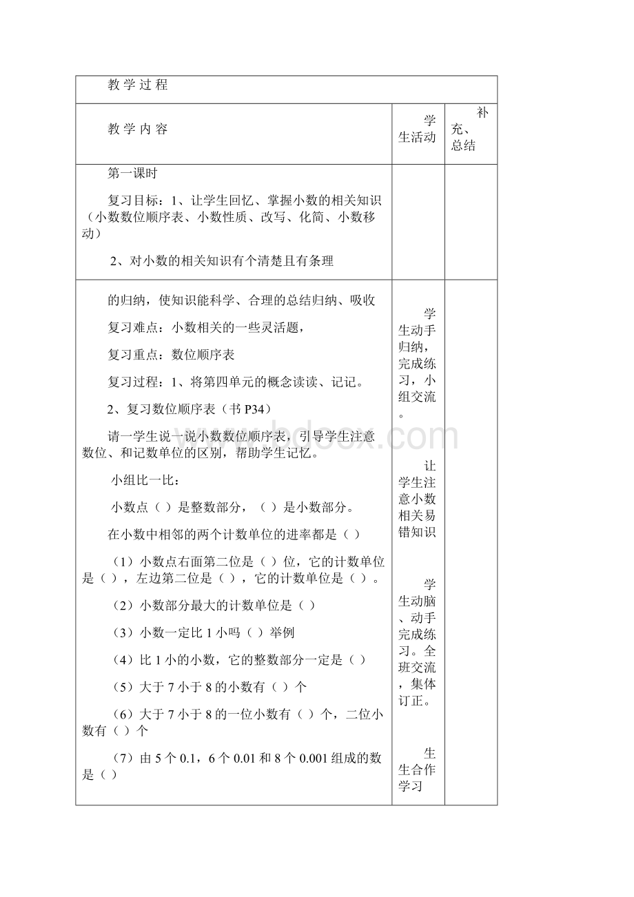 四年级数学下册第十单元总复习备课教案新人教版.docx_第2页