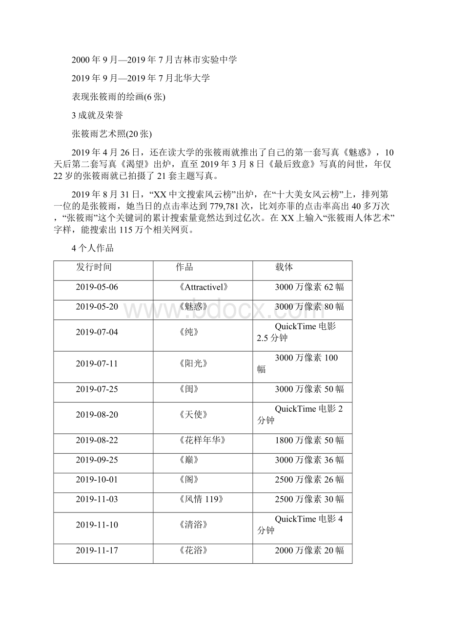 张筱雨网络红人12页精选文档Word文档格式.docx_第2页