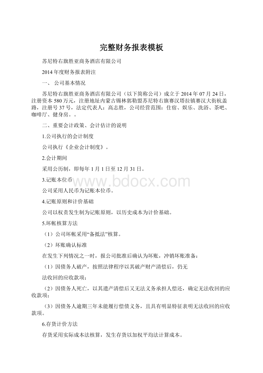 完整财务报表模板文档格式.docx_第1页