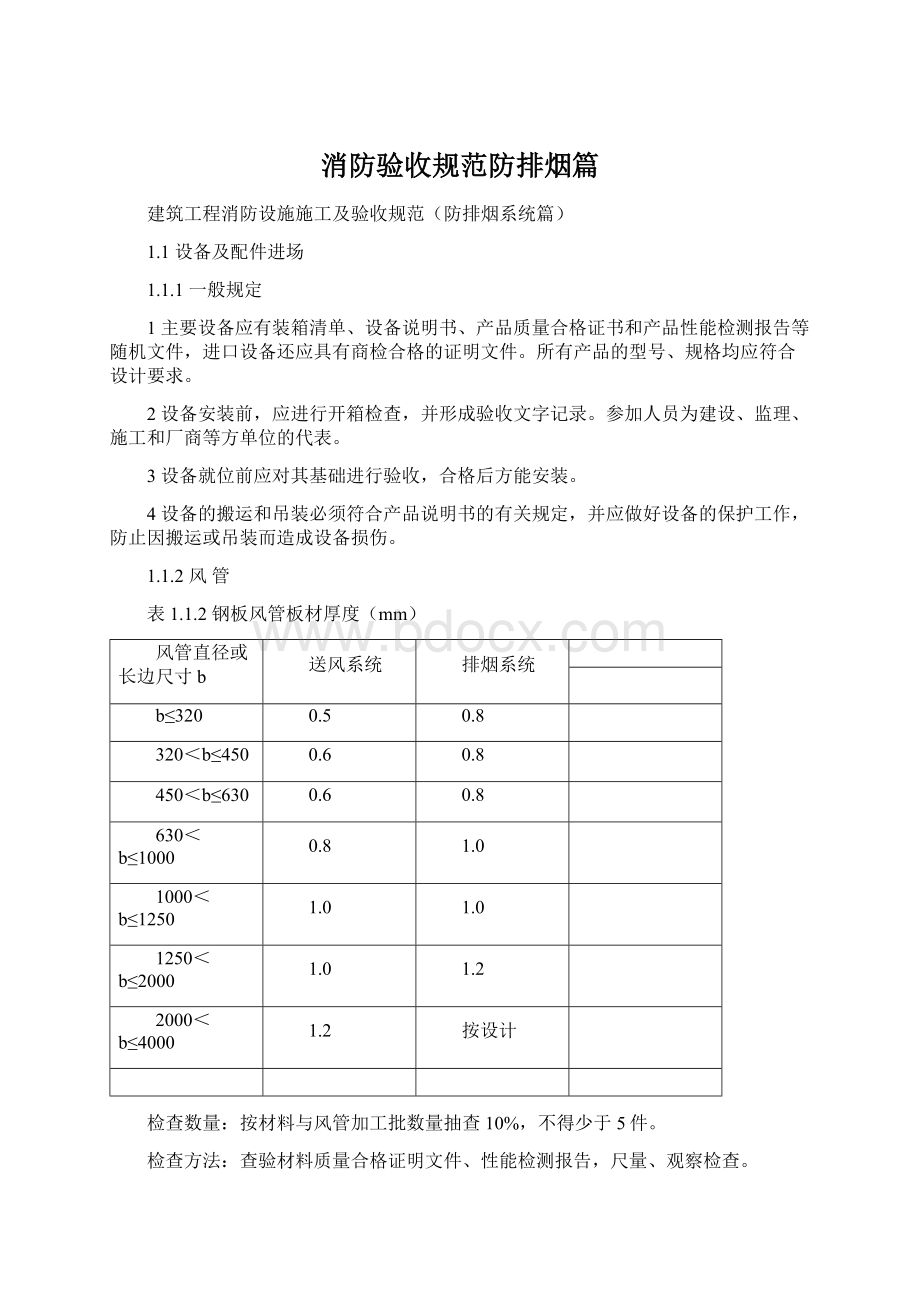 消防验收规范防排烟篇.docx