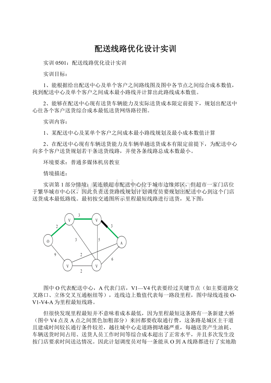 配送线路优化设计实训Word文档格式.docx