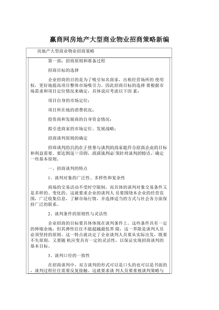 赢商网房地产大型商业物业招商策略新编.docx