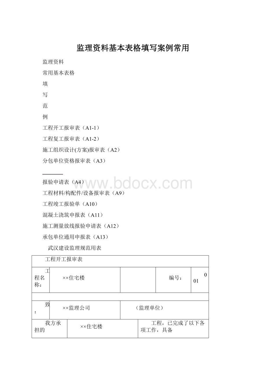 监理资料基本表格填写案例常用.docx_第1页