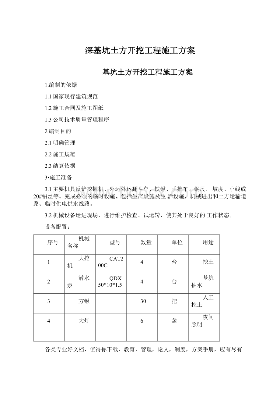 深基坑土方开挖工程施工方案.docx_第1页