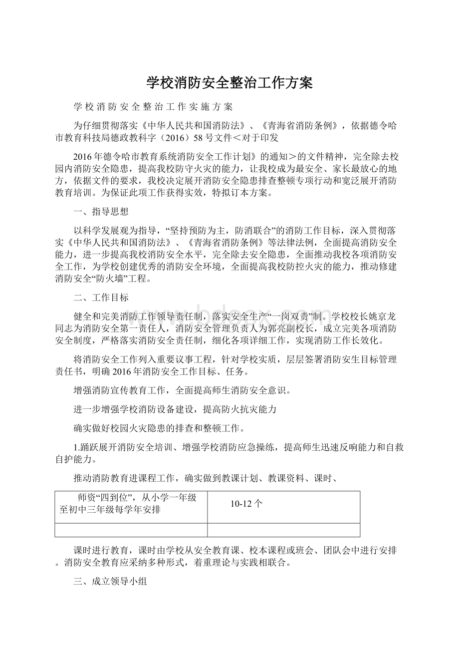 学校消防安全整治工作方案.docx