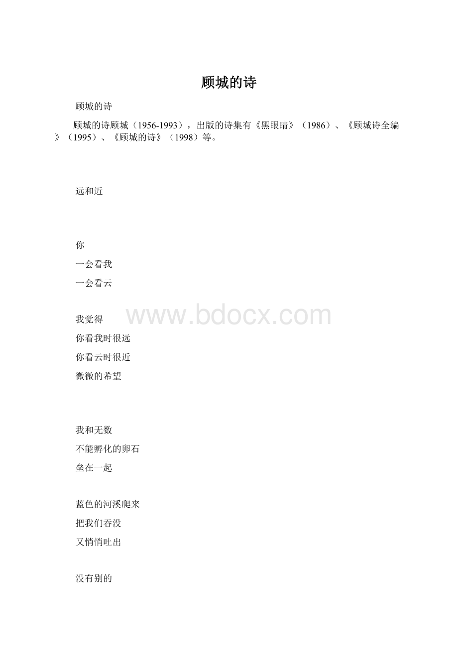 顾城的诗Word格式.docx