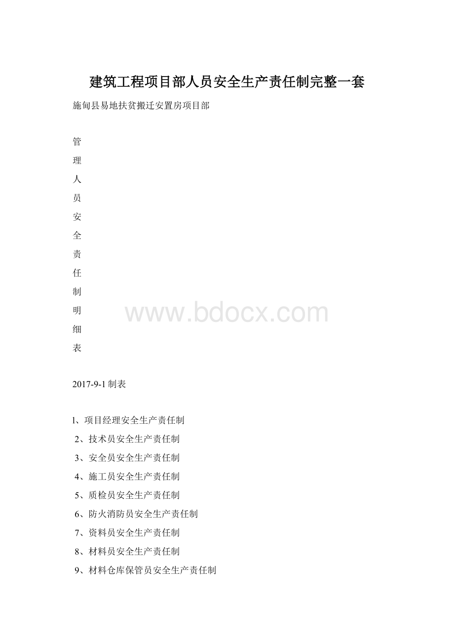 建筑工程项目部人员安全生产责任制完整一套.docx_第1页