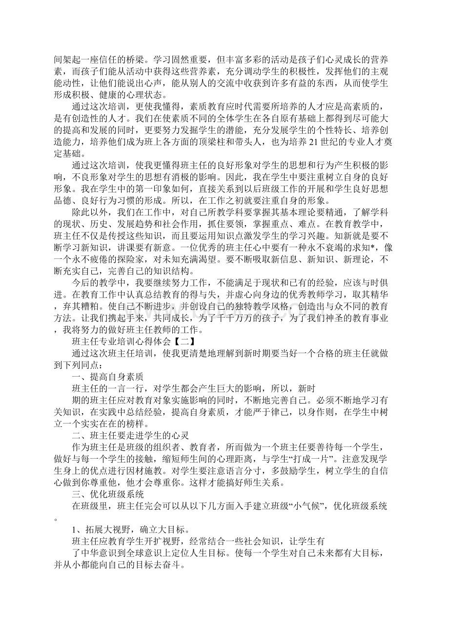 班主任专业培训心得体会合集Word下载.docx_第2页