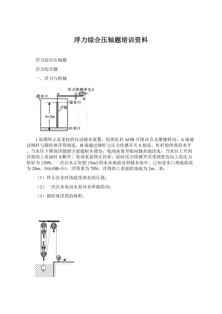 浮力综合压轴题培训资料.docx