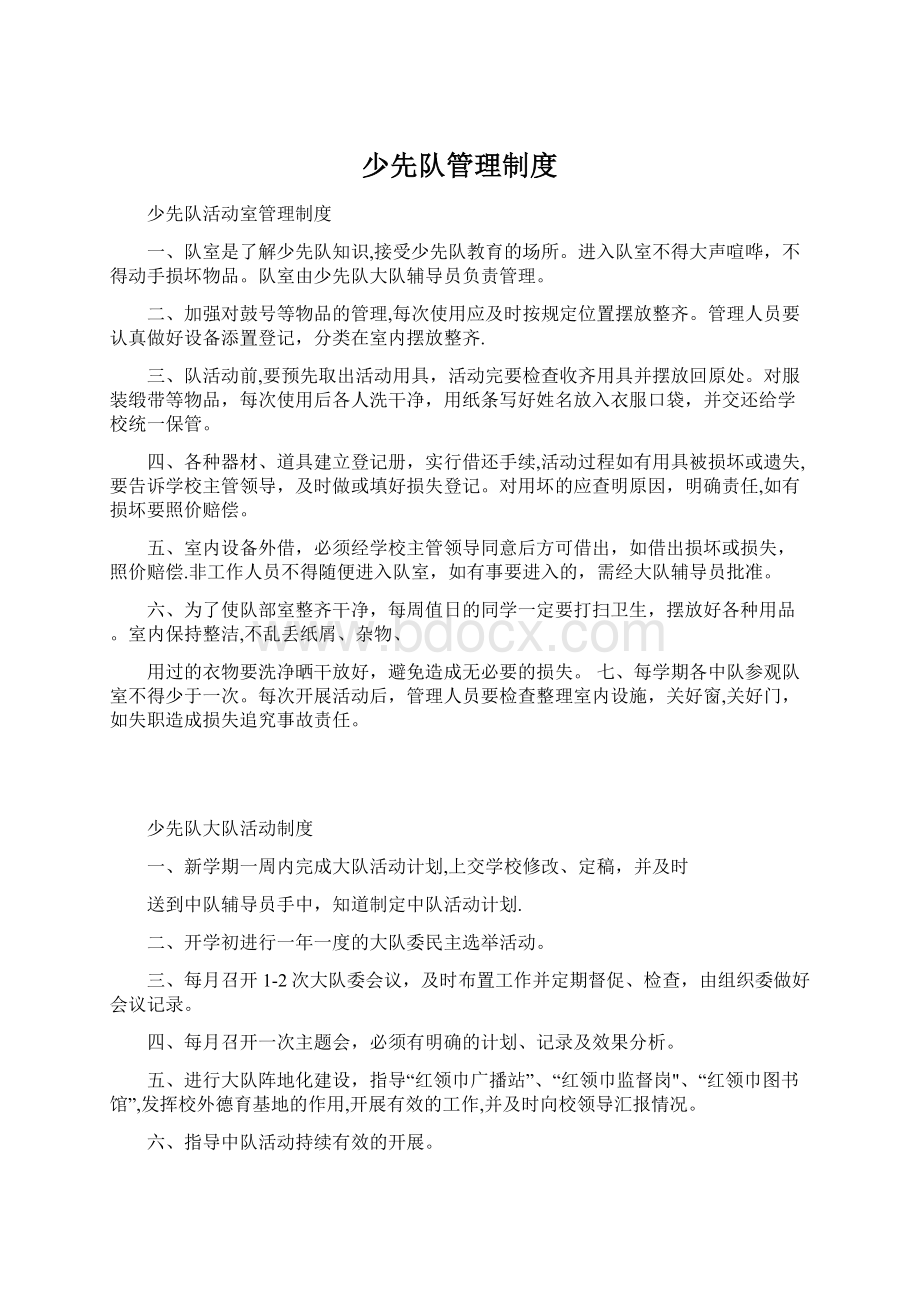 少先队管理制度Word格式.docx