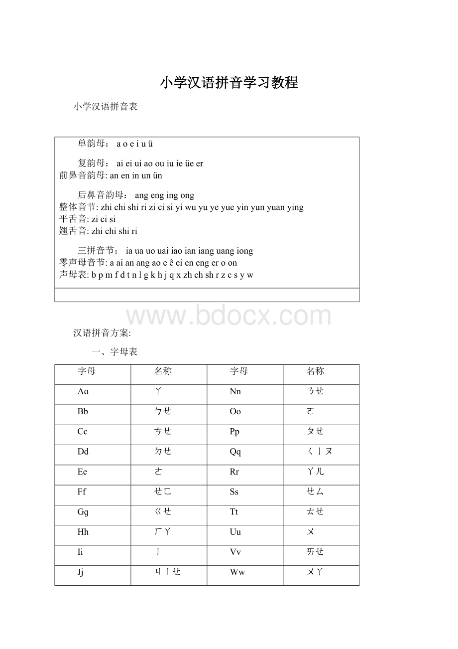 小学汉语拼音学习教程Word格式.docx