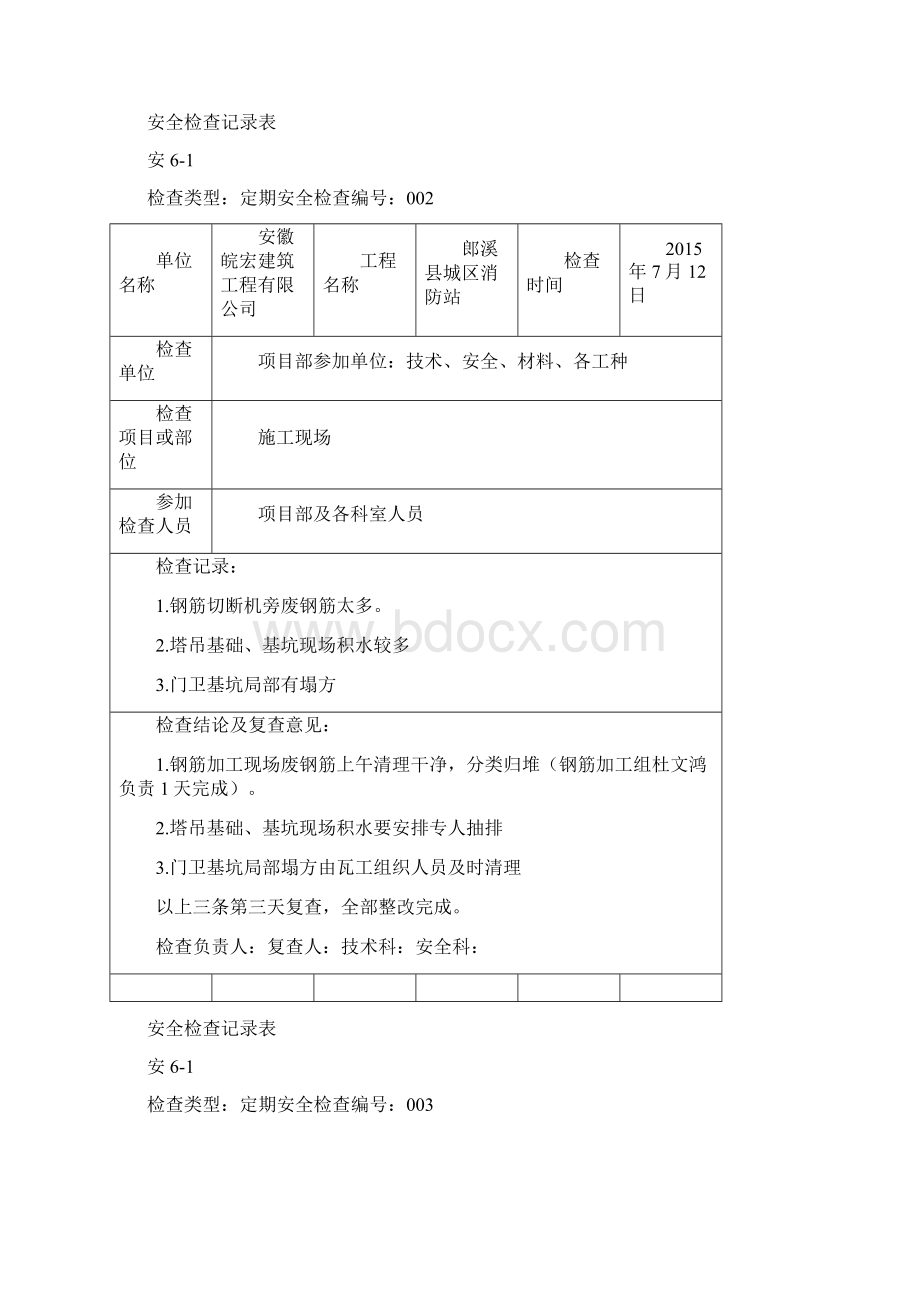 建筑工程定期安全检查记录表Word格式.docx_第2页