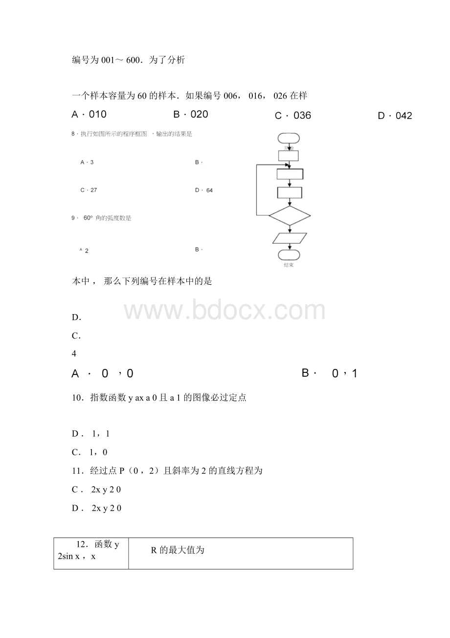 广西壮族自治区普通高中学业水平考试数学试题.docx_第3页