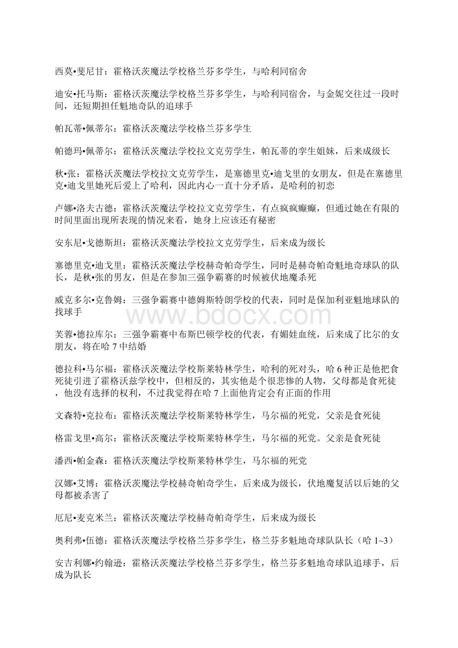 哈利波特人物表Word格式文档下载.docx_第2页