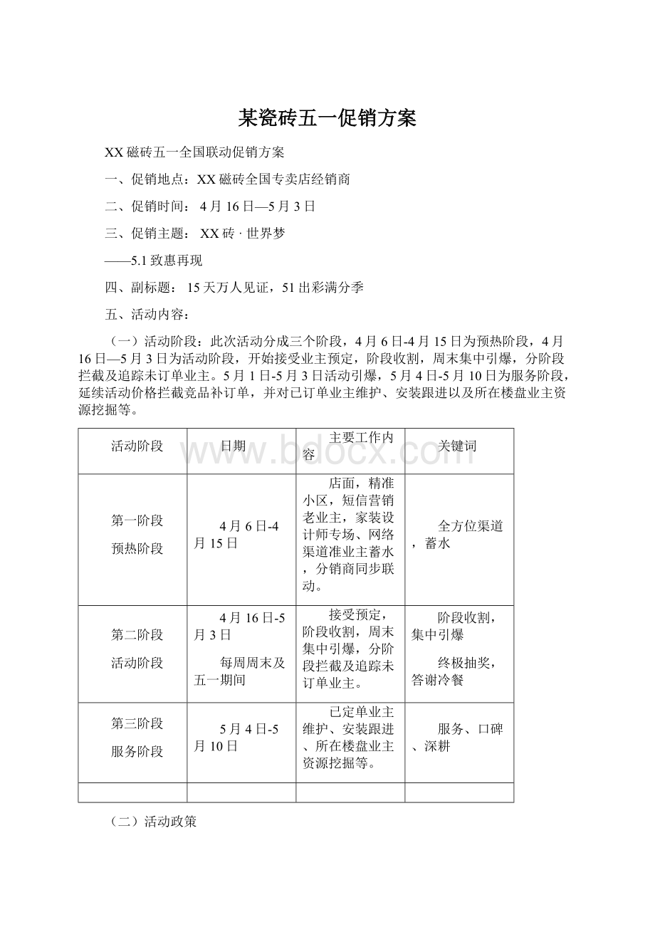 某瓷砖五一促销方案.docx_第1页