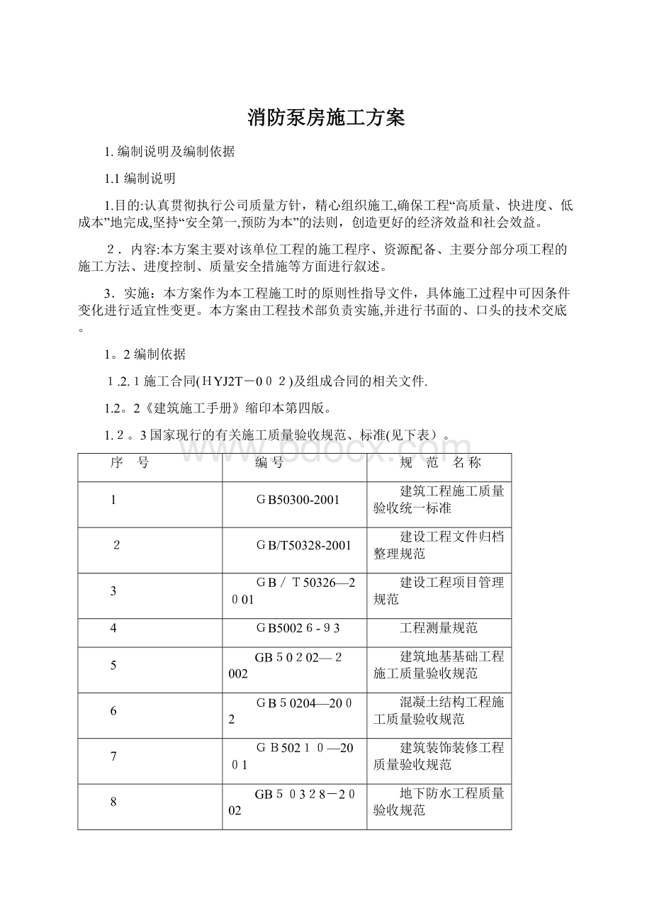 消防泵房施工方案Word格式文档下载.docx