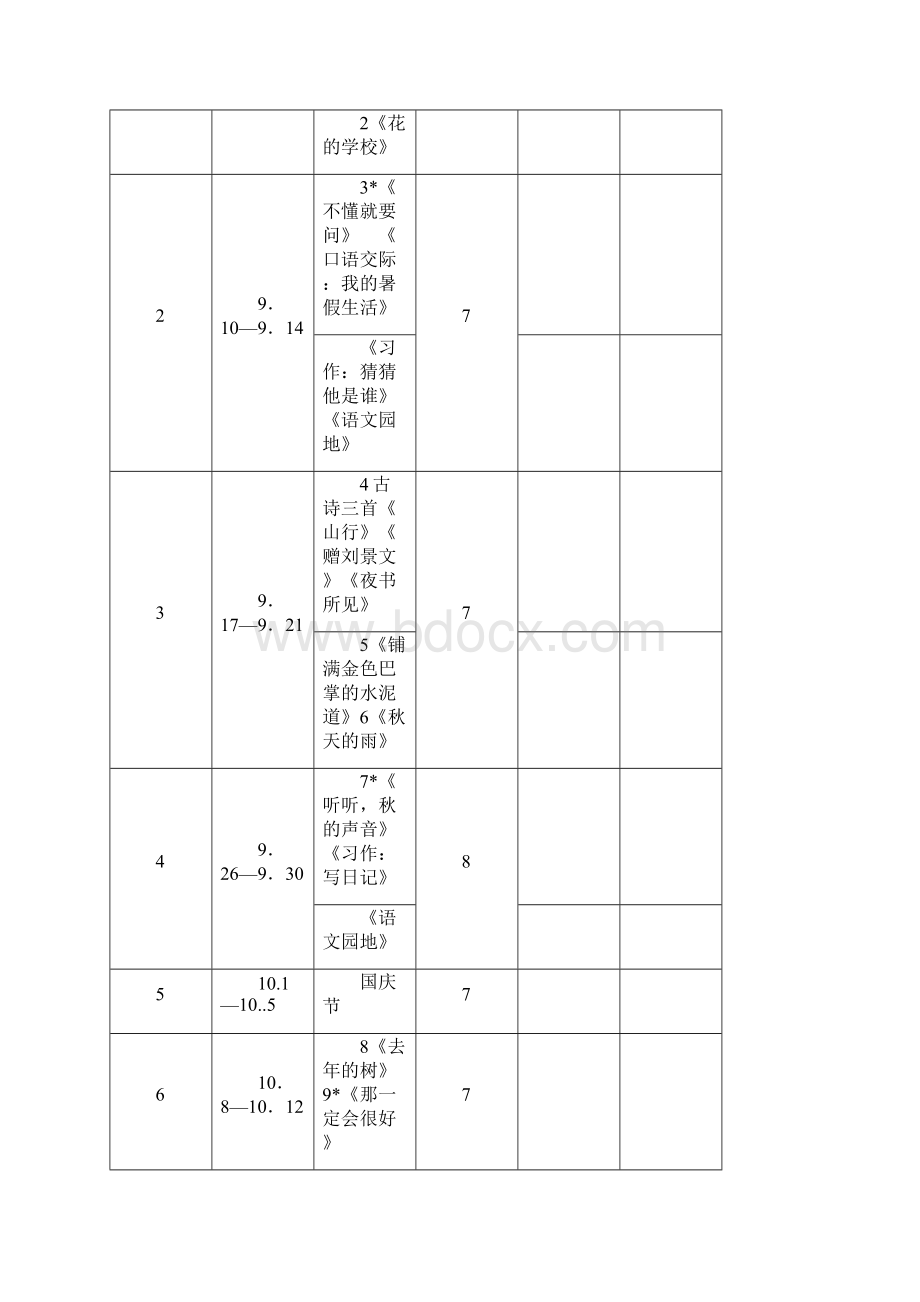 新人教版部编本三年级语文上册教学计划及教学进度表.docx_第3页