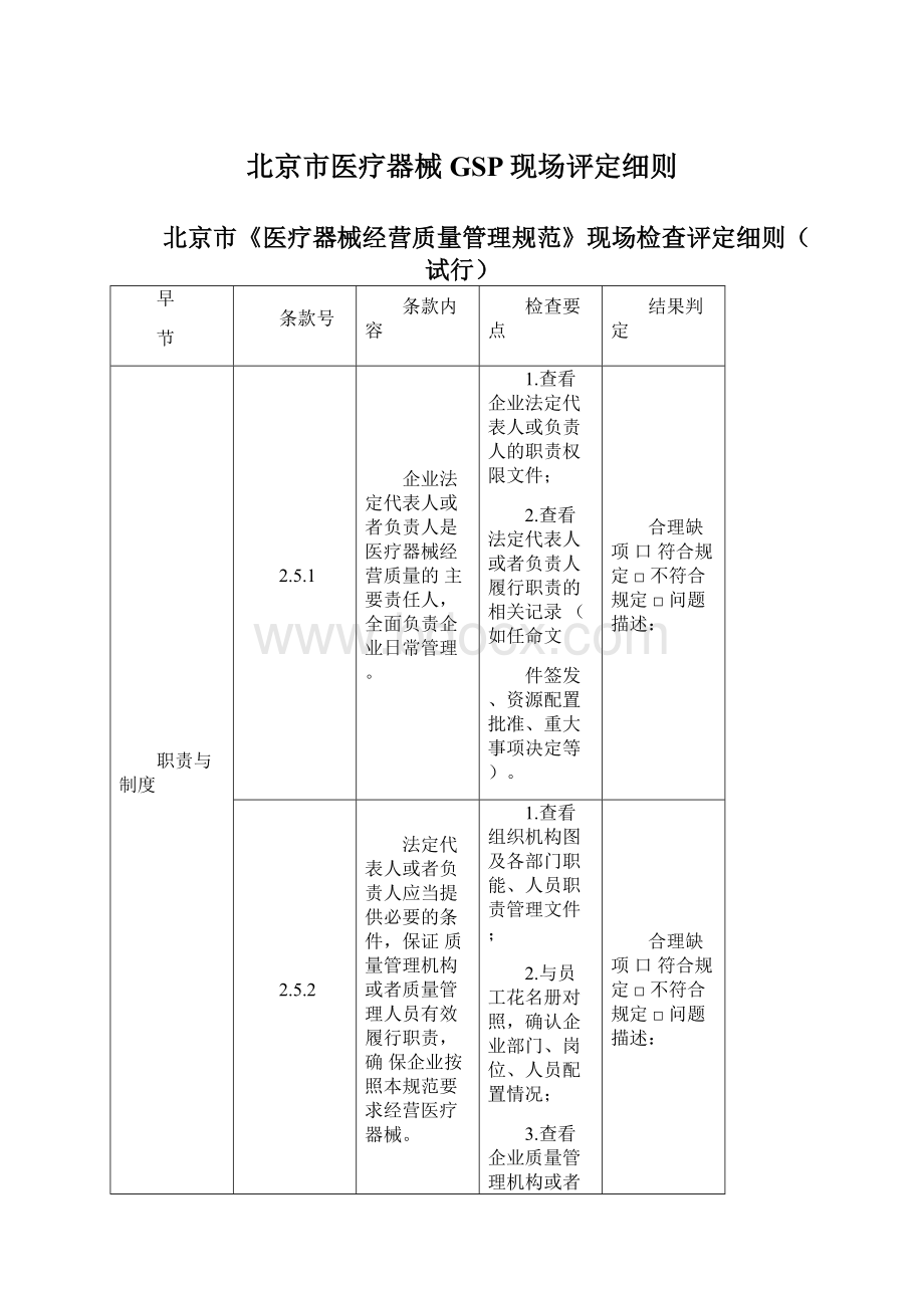 北京市医疗器械GSP现场评定细则.docx_第1页