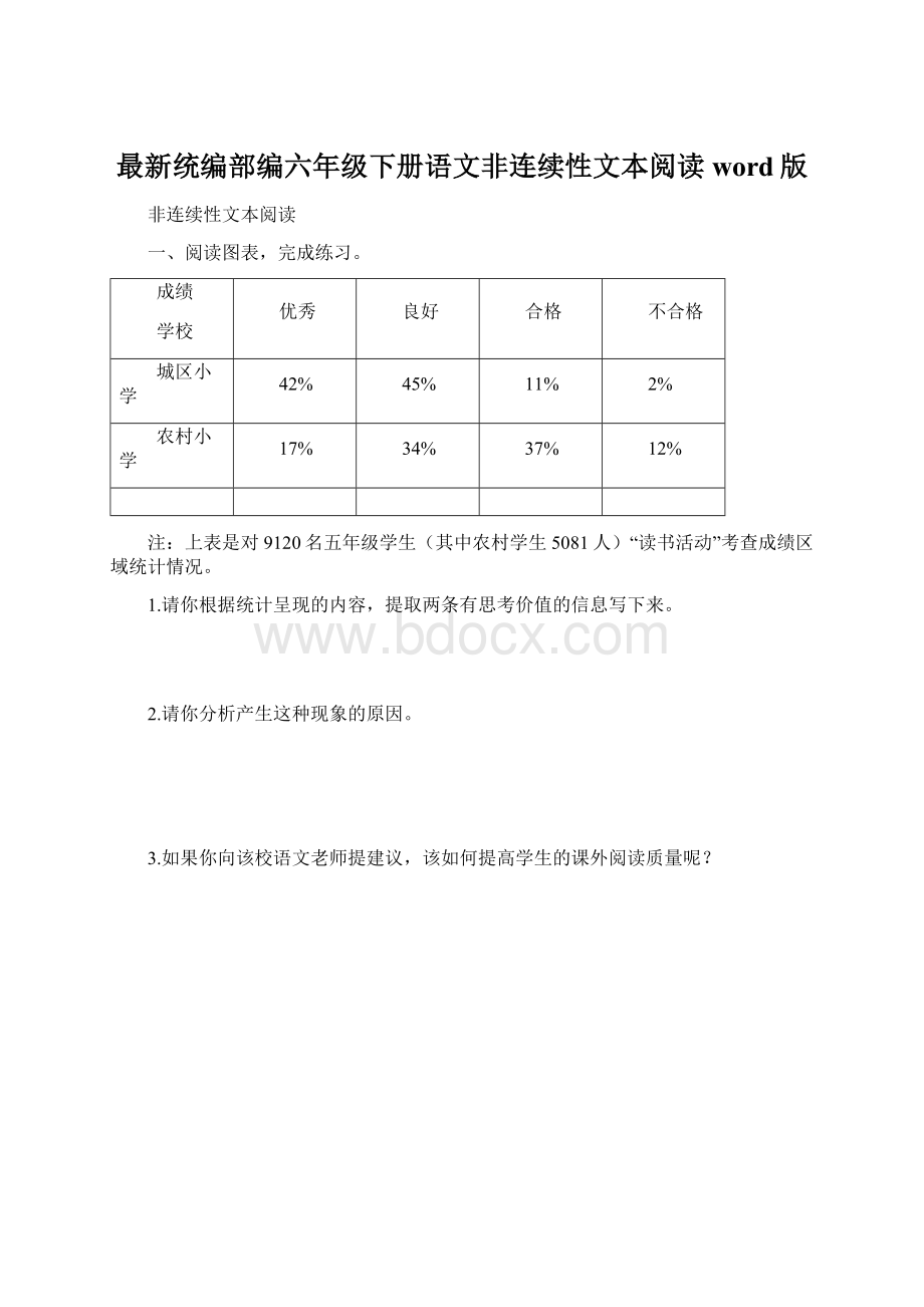 最新统编部编六年级下册语文非连续性文本阅读word版.docx_第1页