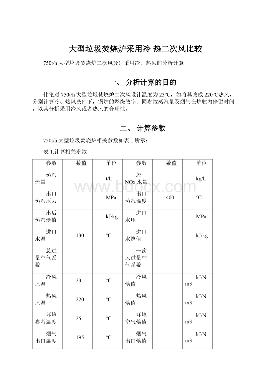 大型垃圾焚烧炉采用冷 热二次风比较Word格式.docx_第1页