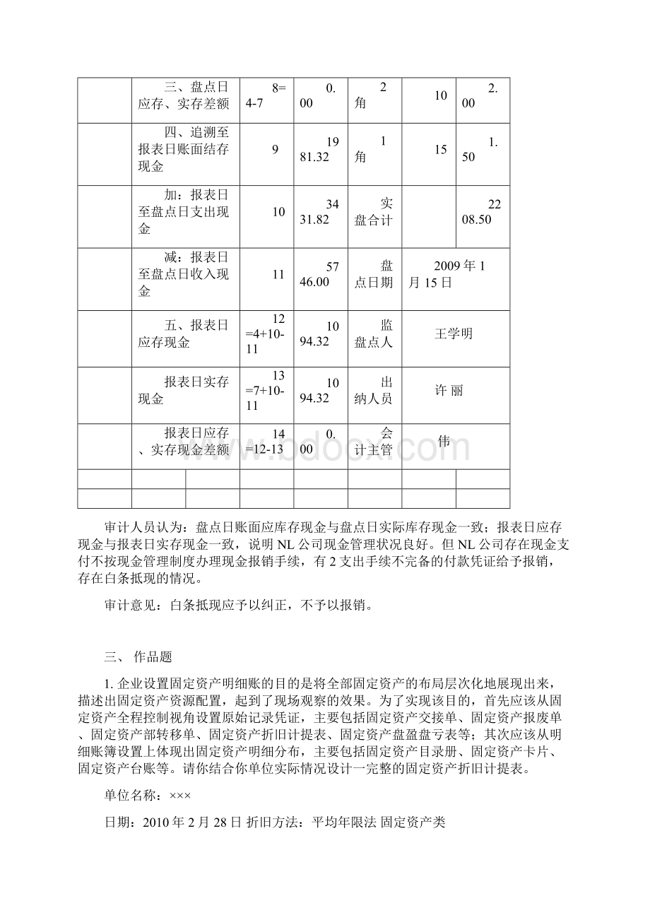 人民币库存现金管理与财务会计盘点表Word格式文档下载.docx_第2页