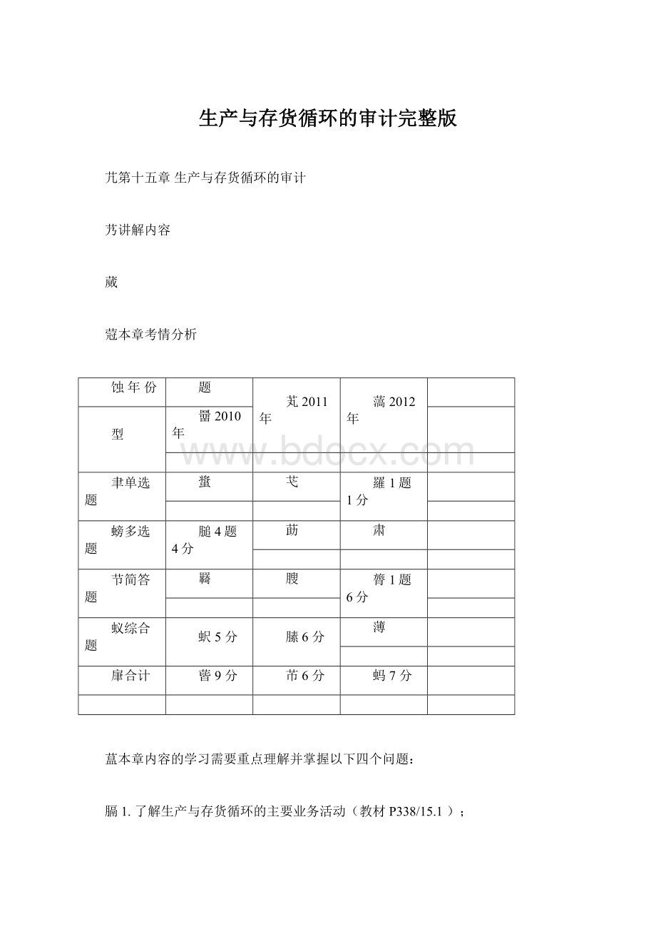 生产与存货循环的审计完整版.docx