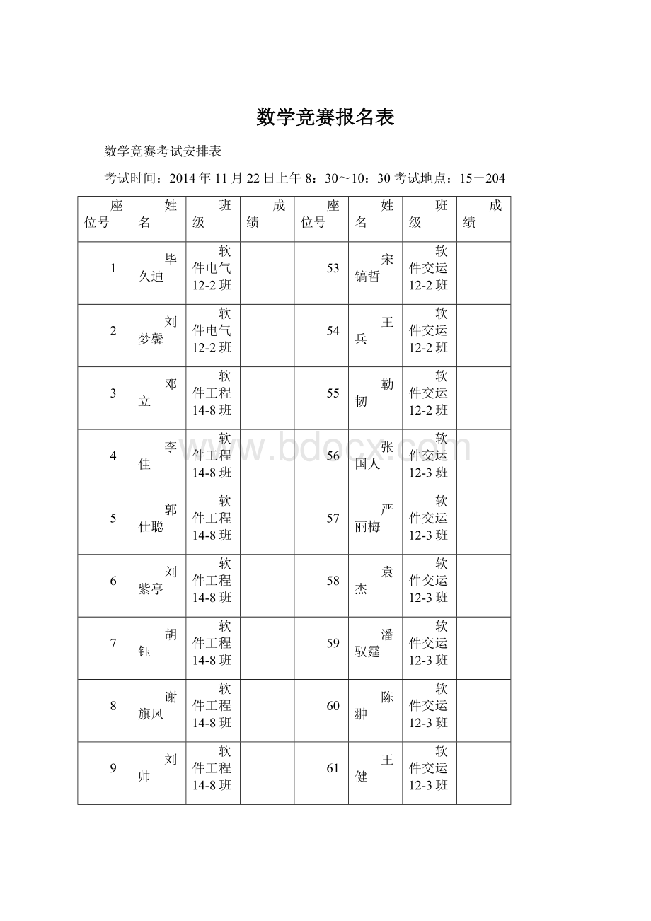 数学竞赛报名表Word下载.docx_第1页