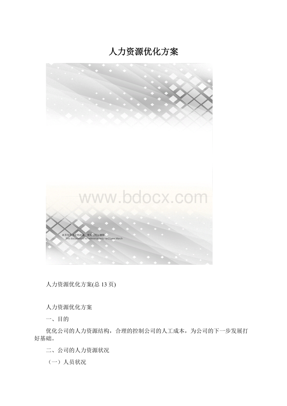 人力资源优化方案Word格式.docx