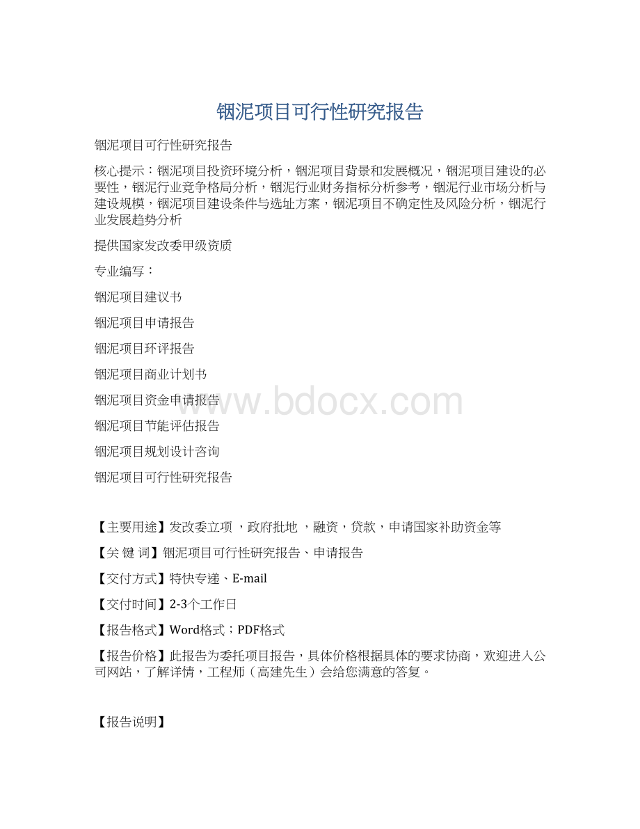 铟泥项目可行性研究报告文档格式.docx