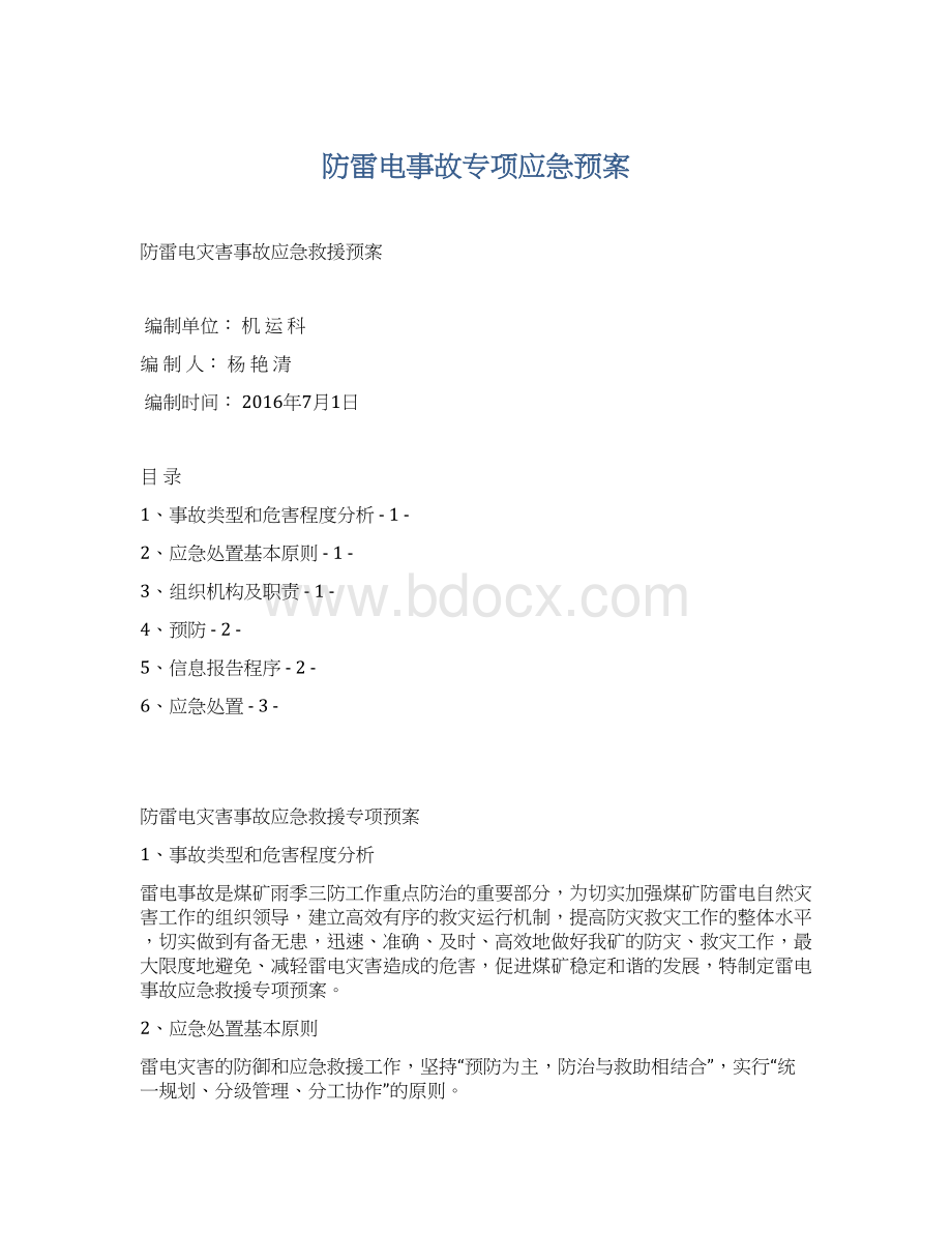 防雷电事故专项应急预案Word下载.docx_第1页